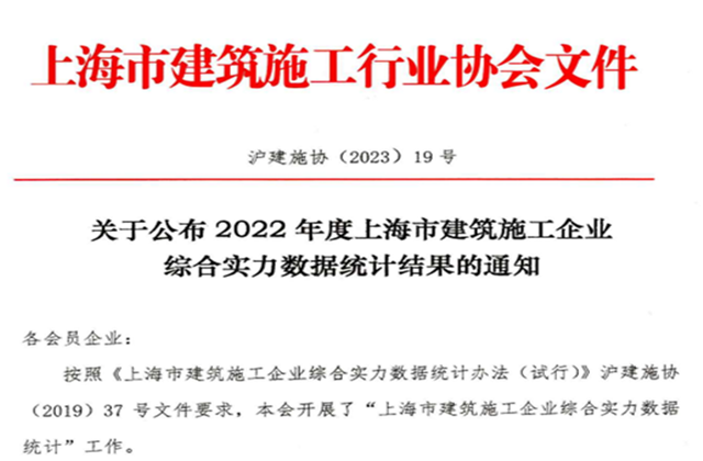 EZPay建设集团连续七年蝉联“上海市进沪施工30强企业第一名”
